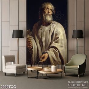 Tranh công giáo chiếc chìa khóa vàng trên tay thánh đồ psd