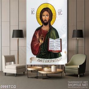 Tranh công giáo chú Jesus và cuốn kinh thánh treo tường