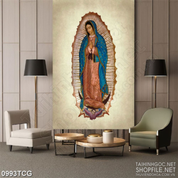 Tranh công giáo đức mẹ Maria cầu nguyện cho muôn dân