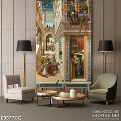 Tranh công giáo các thánh đồ bên trong nhà thờ vĩ đại psd