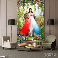 Tranh công giáo 3d trái tim yêu thương dẫn lối cho con dân