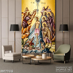 Tranh công giáo những dấu chân của chúa đi qua treo tường