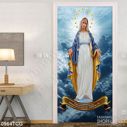 Tranh công giáo mẹ Maria vĩ đại ban phước lành cho con dân