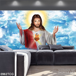 Tranh công giáo psd trái tim đầy yêu thương của chúa Jesus