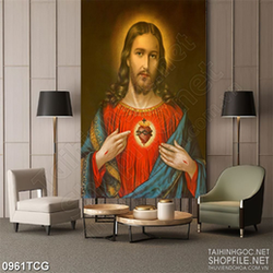 Tranh công giáo trái tim đầy thương tích của chúa Giêsu