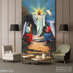 Tranh công giáo psd đức chúa Jesus ban phước cho con dân