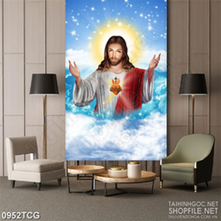 Tranh công giáo psd những đám mây quấn quanh chúa Jessu