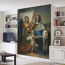 Tranh công giáo những thiên thần bên hài nhi bé nhỏ in uv