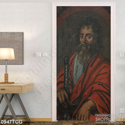 Tranh công giáo thánh đồ bên cây kiếm treo tường
