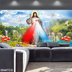 Tranh công giáo trái tim rực lửa của chúa luôn bên con dân