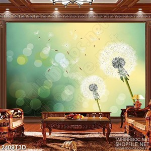 Tranh 3d nghệ thuật cánh hoa bồ công anh bay trong gió