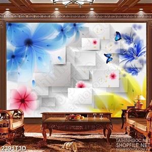 Tranh 3d  trang trí những cánh hoa phù du nhiều màu sắc