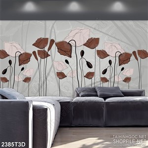 Tranh 3d nghệ thuật những bông hoa phù du héo úa màu