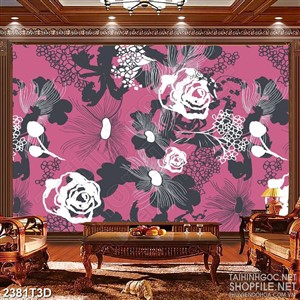 Tranh 3d nghệ thuật những cánh hồng trên nên màu hồng