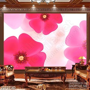 Tranh 3d nghệ thuật những cánh hoa đào thắm bay trong gió