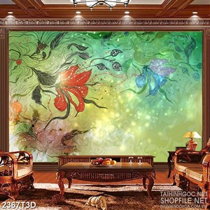 Tranh 3d  trang trí cánh hoa yếu ớt bay trong gió chiều psd