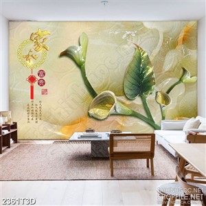 Tranh 3d nghệ thuật những bông hoa phù du nở rộ giả ngọc