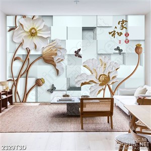 Tranh 3d nghệ thuật những bông hoa phù du nở rộ giả ngọc