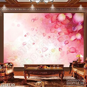 Tranh 3d  trang trí cánh hoa rụng rơi trong không trung