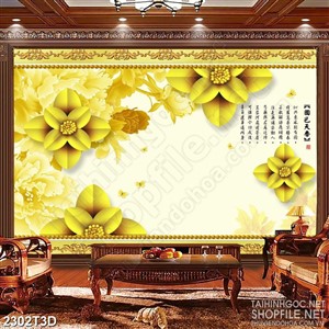 Tranh 3d dán tường khu những bông hoa dáp vàng rực rỡ