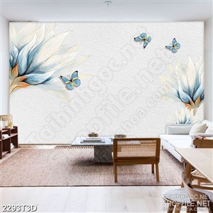 Tranh 3d nghệ thuật những cánh hoa phù du rơi trong gió