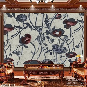 Tranh 3d nghệ thuật bông hoa được vẻ màu đen huyền bí