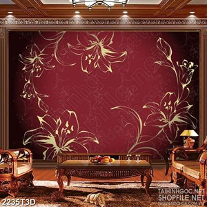 Tranh 3d treo tường những bông hoa ly dáp vàng khoe sắc