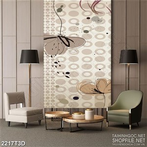 Tranh 3d treo tường bông hoa vẽ đơn điệu trên nên xám