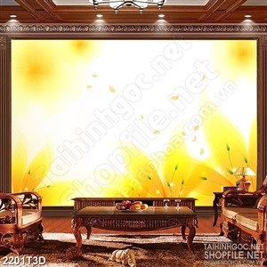 Tranh 3d nghệ thuật những cánh hoa vàng bay trong gió
