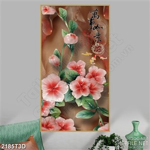 Tranh 3d dán tường những bông dâm bụt nở rộ khoe sắc