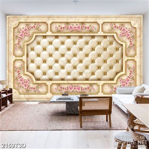 Tranh 3d nghệ thuật bức tường trang trí đầy hoa hồng nhung