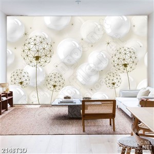 Tranh 3d dán tường bông bồ công anh đơn sắc xinh đẹp