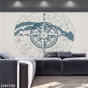Tranh 3d nghệ thuật chiếc kim la bàn đang chỉ đúng hướng