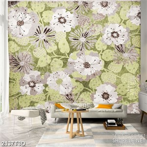 Tranh 3d treo tường bông hoa trắng trên nền lá xanh biếc