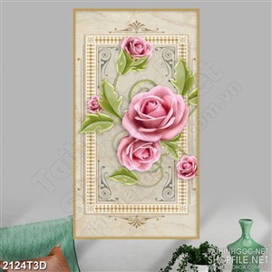 Tranh 3d treo tường những bông hoa hồng nhung nở rộ