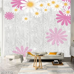 Tranh 3d treo tường những bông hoa trắng hồng rơi rụng