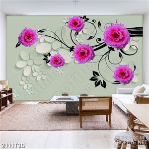 Tranh 3d nghệ thuật những bông hoa hồng sắc thắm psd