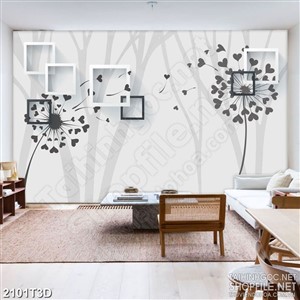 Tranh 3d treo tường bông hoa bồ công anh trong rừng