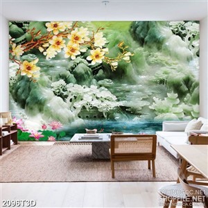 Tranh 3d  trang trí những bông hoa mộc lan rực rỡ psd