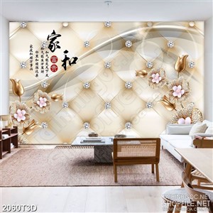 Tranh 3d dán tường những bông hoa vàng trên mặt nước