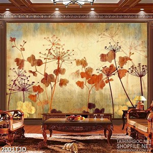 Tranh 3d nghệ thuật khu vườn hoa bồ công anh úa màu