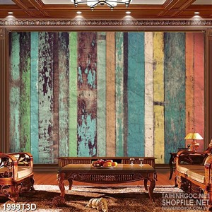Tranh 3d  trang trí những tấm gỗ cũ nhiều màu sắc ghép