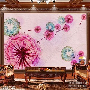 Tranh 3d nghệ thuật những bông hoa bồ công anh rực rỡ