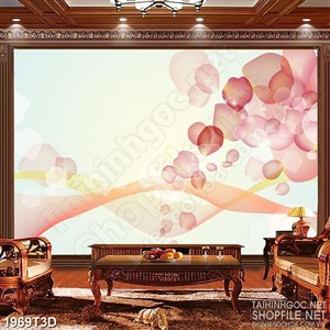 Tranh 3d nghệ thuật những cánh hoa hồng bay trong gió