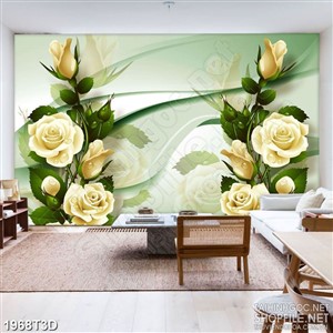 Tranh 3d treo tường hoa hồng trắng khoe sắc dịu dàng