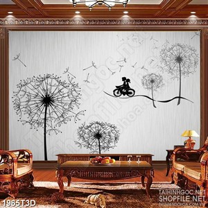 Tranh 3d nghệ thuật hoa bồ công anh và đôi tình nhân