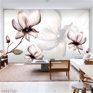 Tranh 3d treo tường bông hoa phù du màu nâu trong suốt