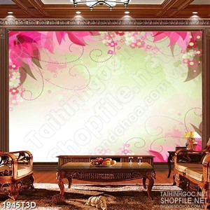 Tranh 3d treo tường cánh hoa màu hồng mỏng manh psd