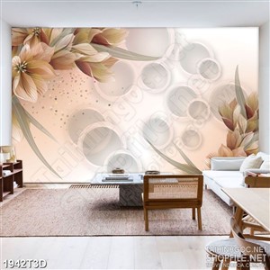 Tranh 3d nghệ thuật những bông hoa nở rộ khoe sắc nâu