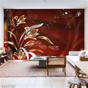 Tranh 3d dán tường những bông hoa trong suốt khoe sắc